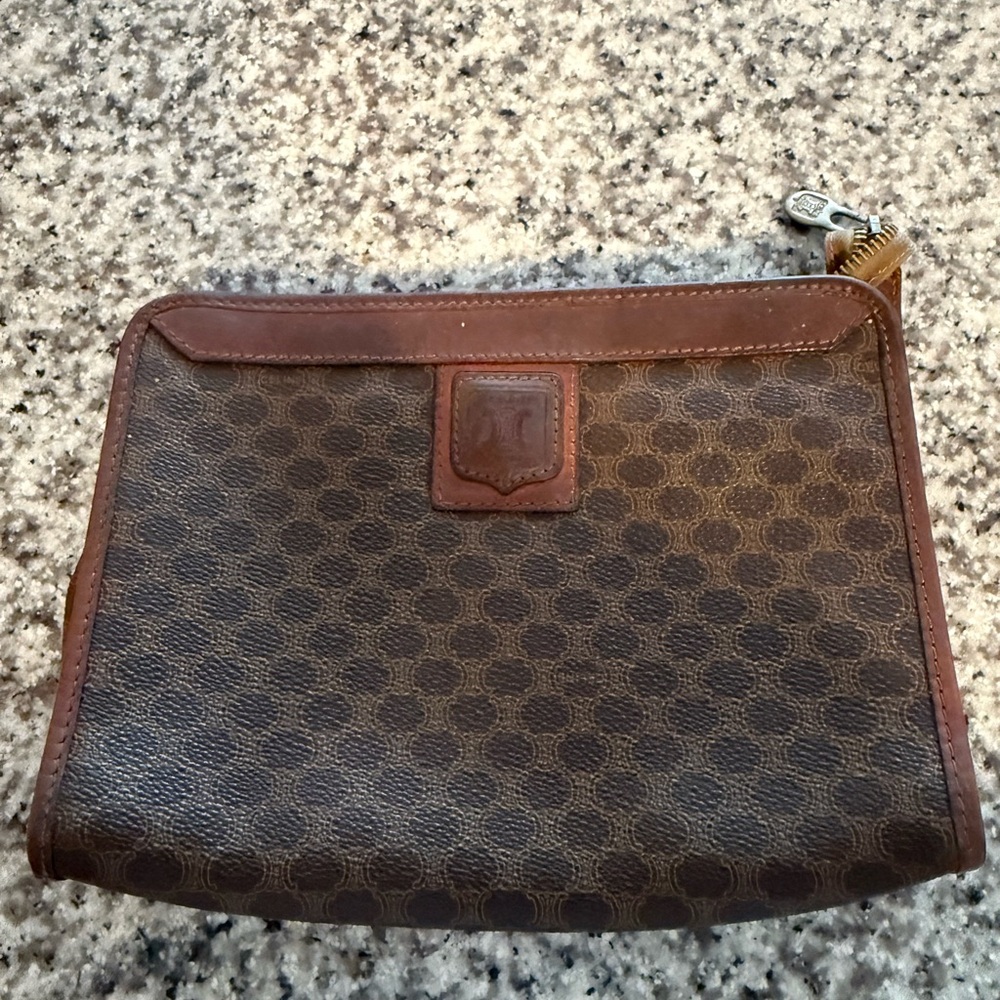 Celine Brown Leather Toiletry Bag